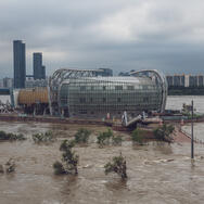 Sebitseom islets, on the Han River in Seoul, Korea, flooded during the 2020 monsoons.