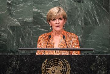 Julie Bishop speaking at the UN.