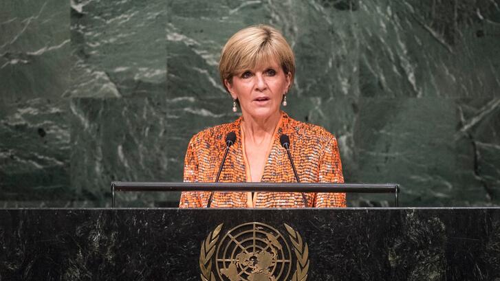 Julie Bishop speaking at the UN.